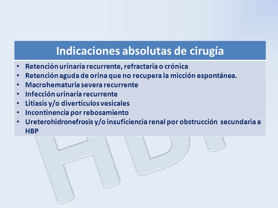 indicaciones cirugia hiperplasia prostatica benigna